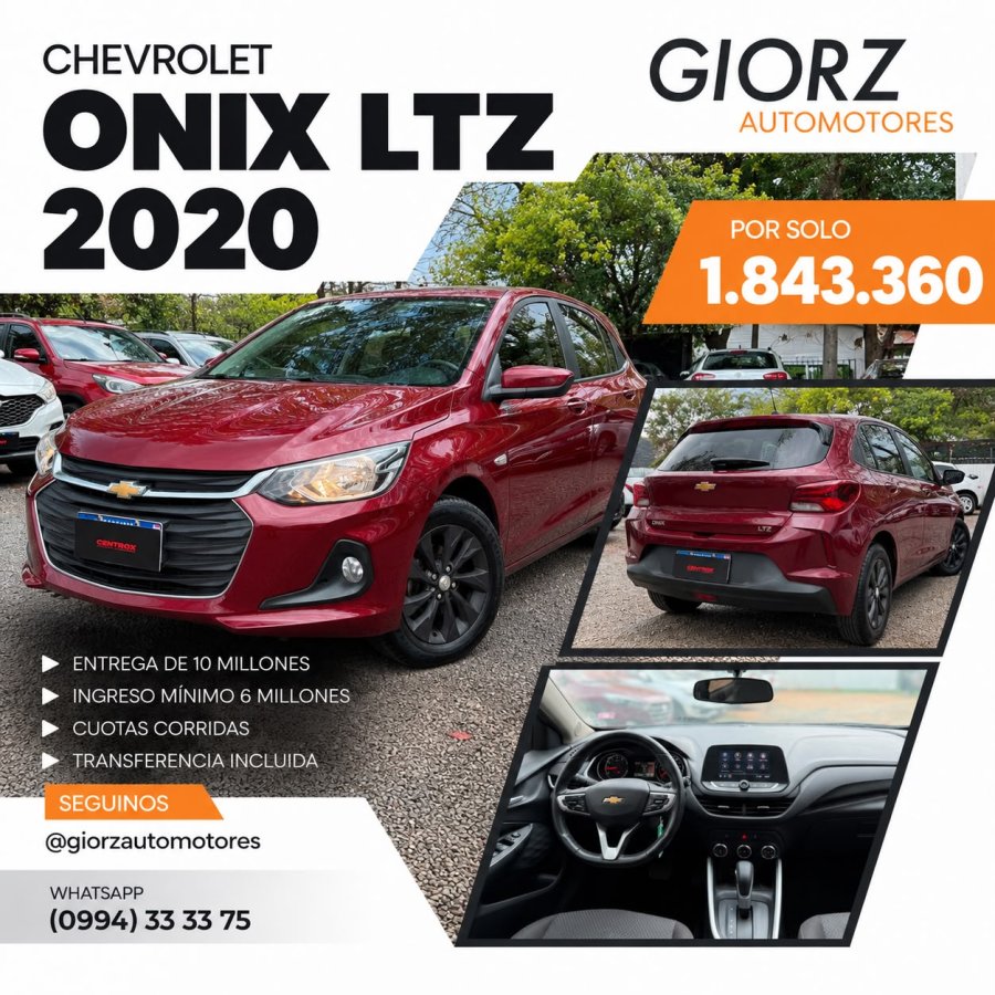 Chevrolet Onix LTZ 2020 Automatico 1.0 Turbo Flex Del Representante Recibo Usado