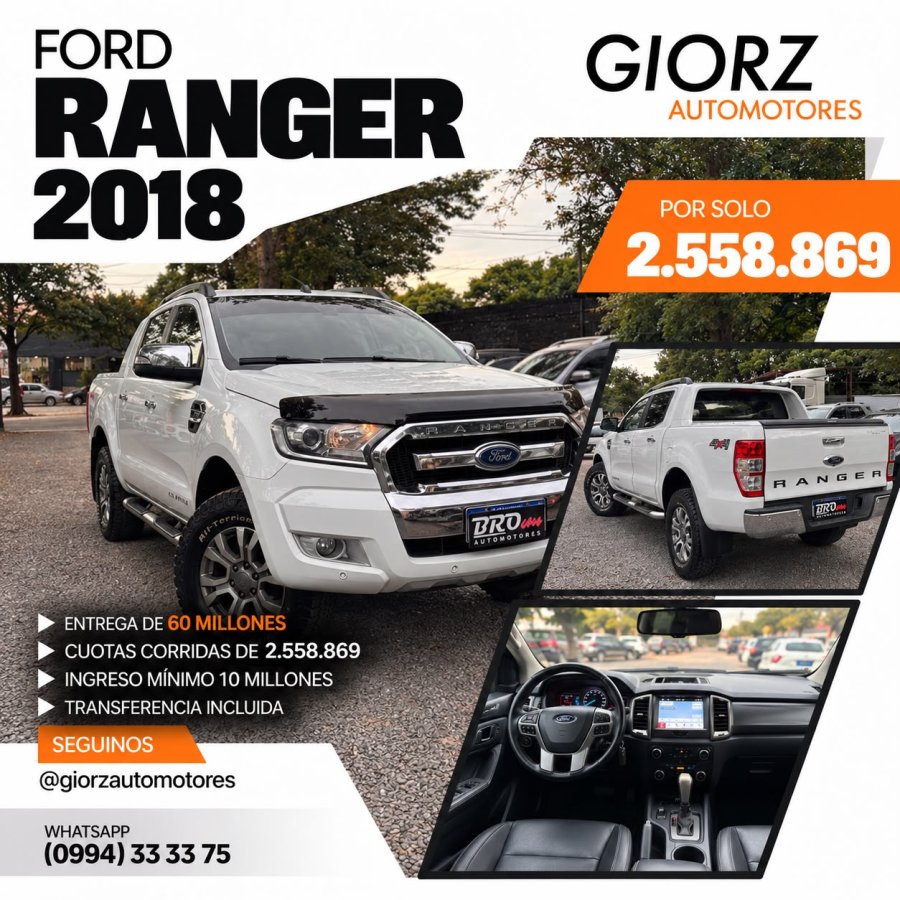 Ford Ranger Limited 2018 - 3.2 Diesel 4x4 Tape Ruvicha (Financiada)