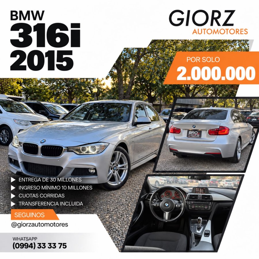 BMW Serie 3 316i 2015 Gris Look M - 1.6 Nafta Automatico (Financiado)