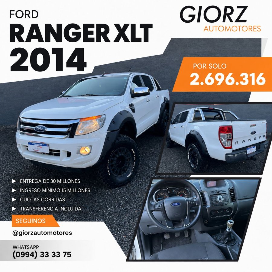 Ford Ranger XLT 2014 Blanco - 3.2 Turbo Diesel Mecanica (Financiada)