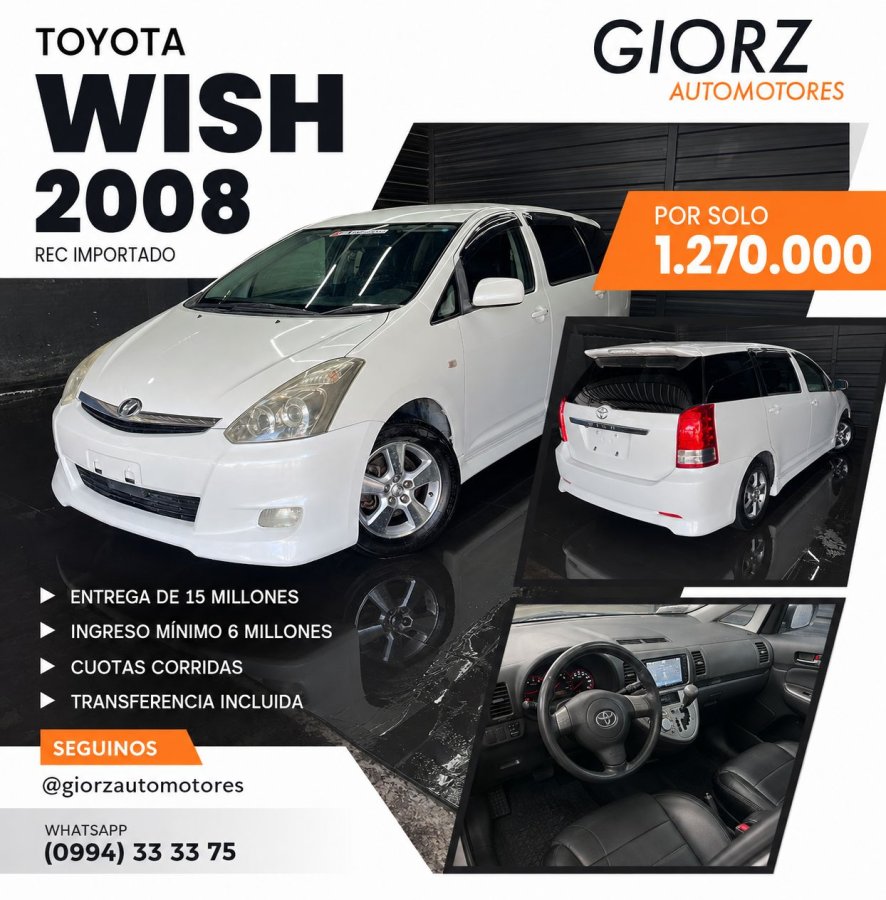 Toyota Wish 2008 Blanco Recien Importado - 1.8 Nafta Automatico (Financiado)