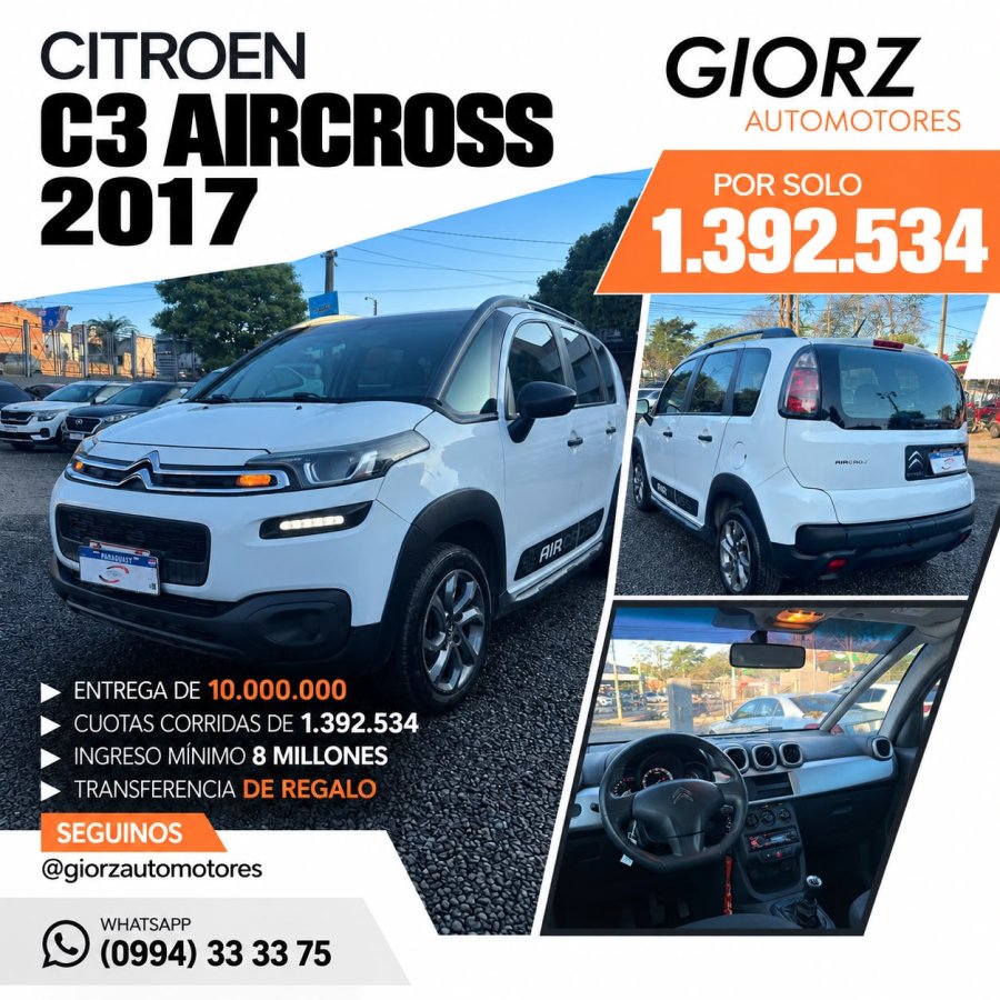 Citroen C3 Aircross 2017 Manual 1.6 Flex SUV Recibo Usado Financiado