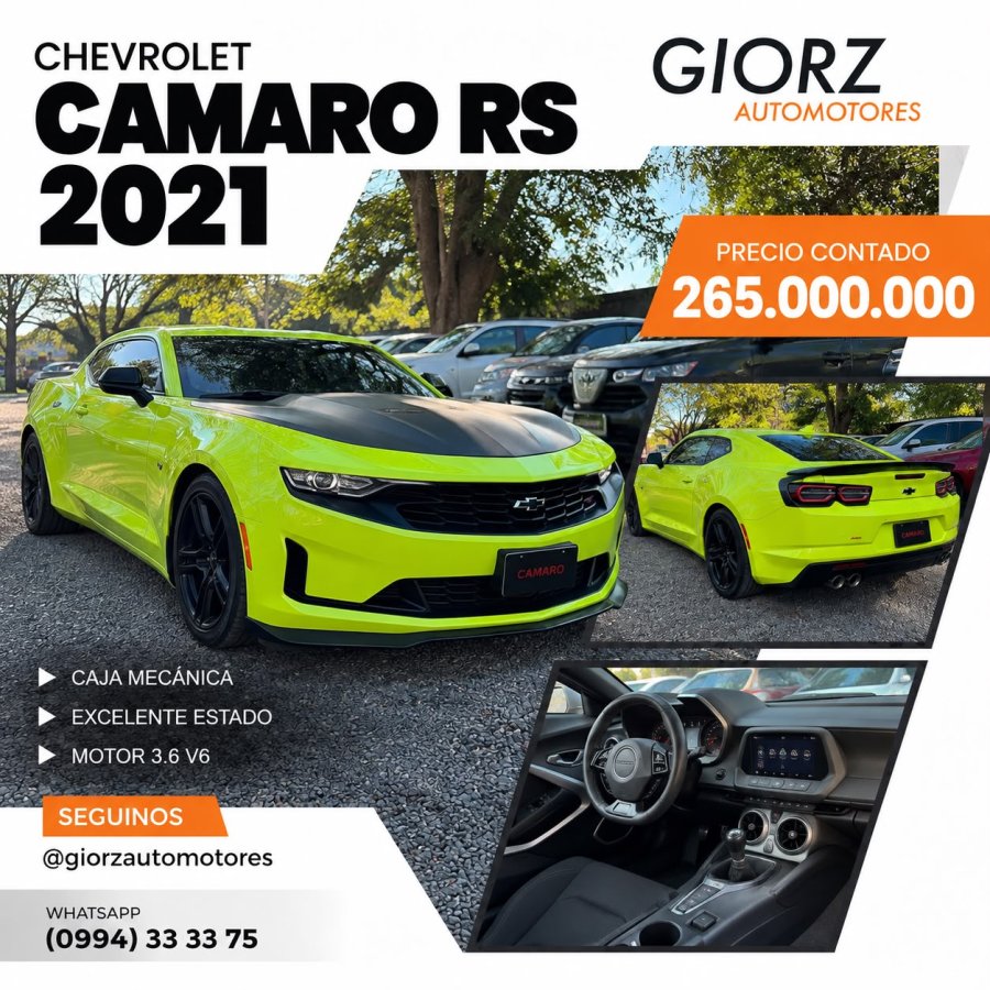 Chevrolet Camaro RS 2021 Mecanico V6 335 HP Ficha Acisa Recibo Usado