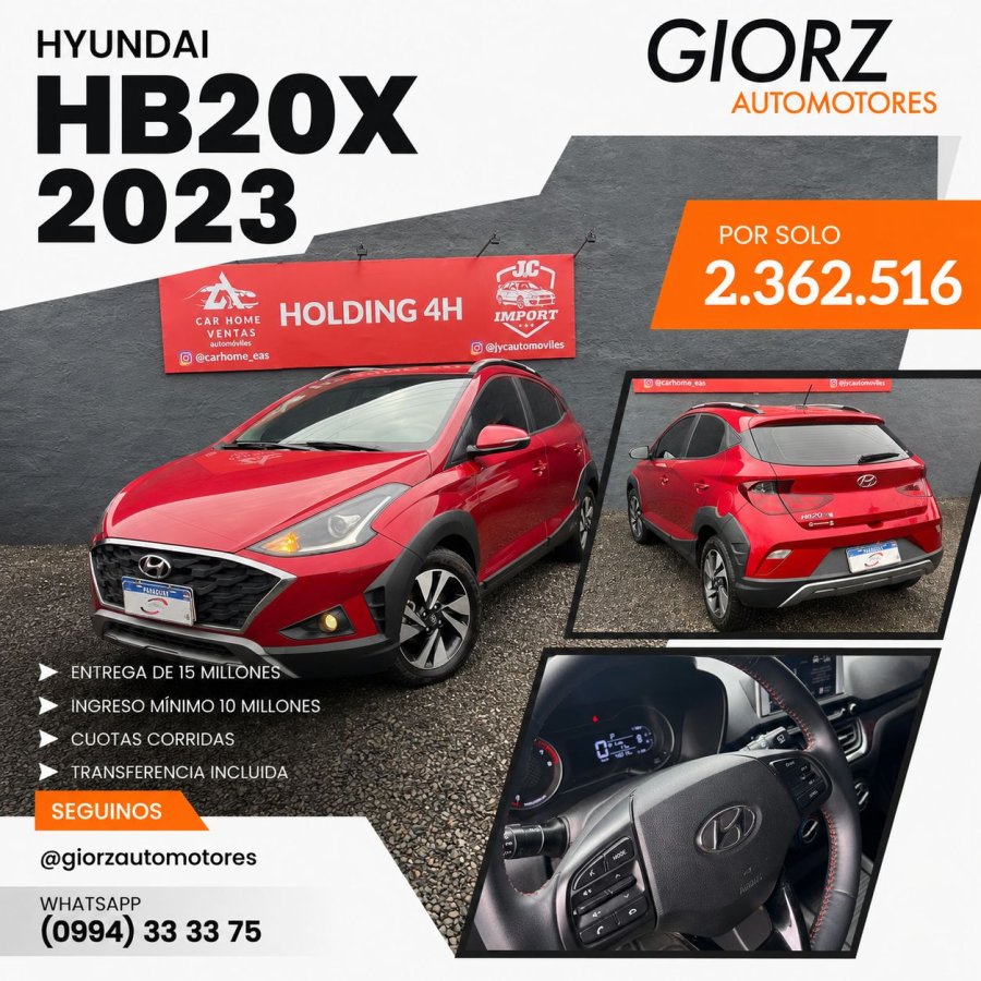 Hyundai HB20X 2023 Automatico 1.6 Flex Rojo Recibo Usado Financiado