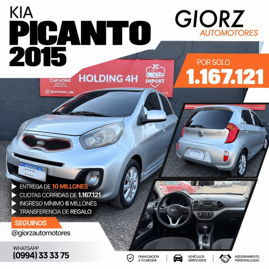 Kia Picanto 2015 Plata - 1.0 Flex Automatico (Financiado)