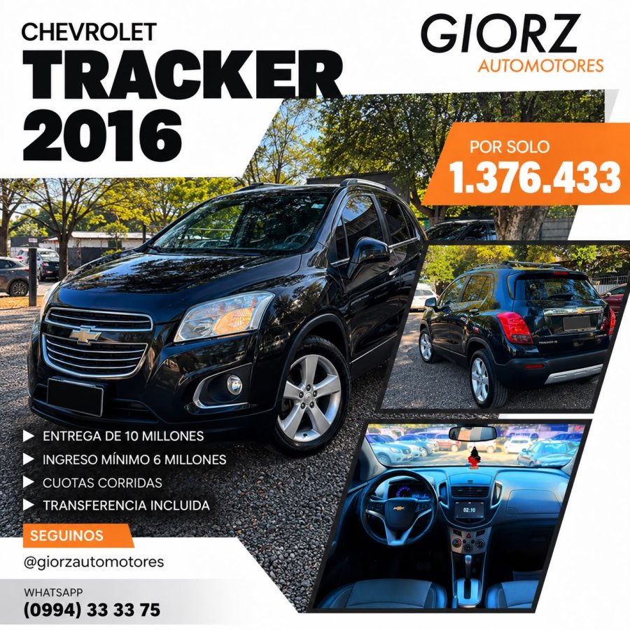 Chevrolet Tracker LTZ 2016 Automatica Cuero Camara Recibo Usado Financiado